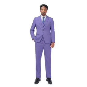 3-Piece One Button Formal Suit Purple Suit