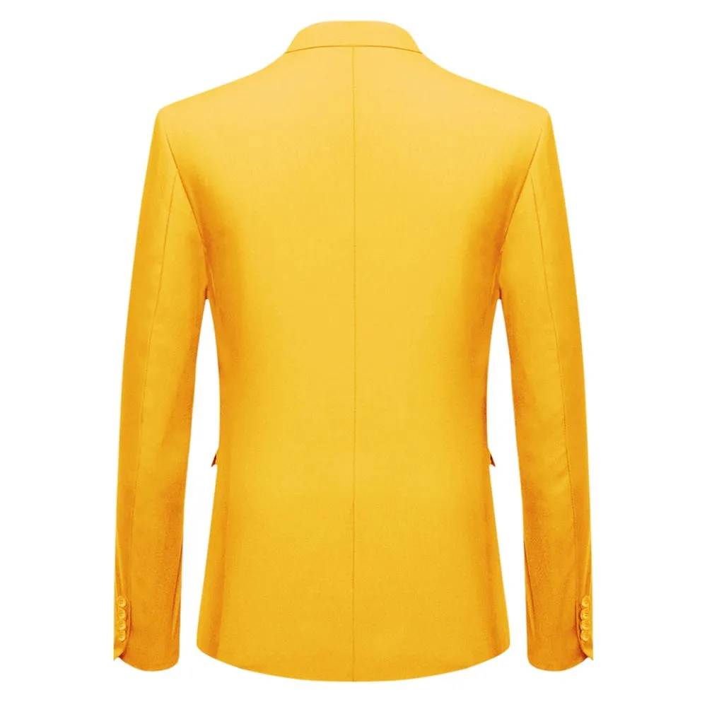 3-Piece One Button Formal Suit Yellow Suit