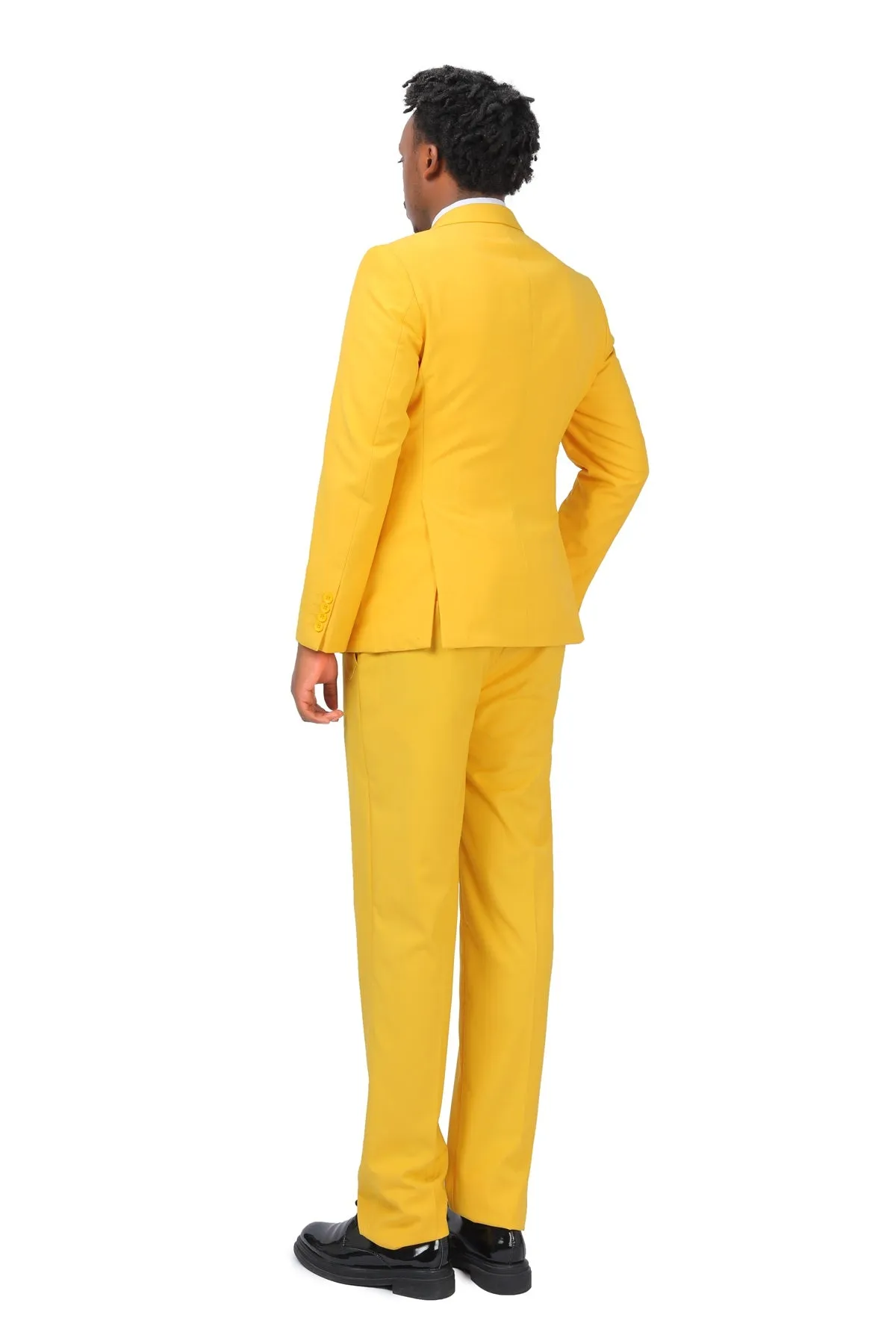 3-Piece One Button Formal Suit Yellow Suit