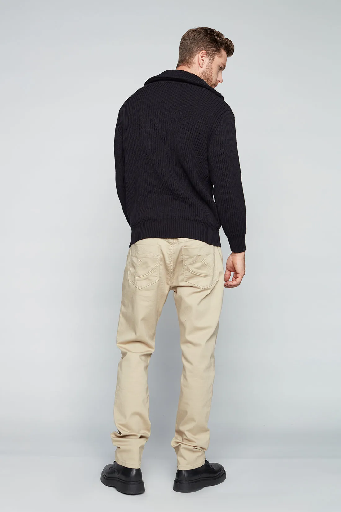 5 Pocket Straight Fit French Terry Pants - Tan