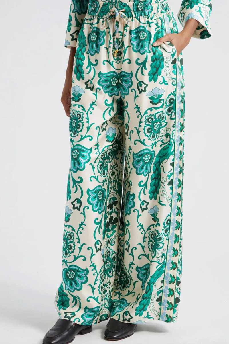 Amalfi Silk Pants - Peacock Turtledove