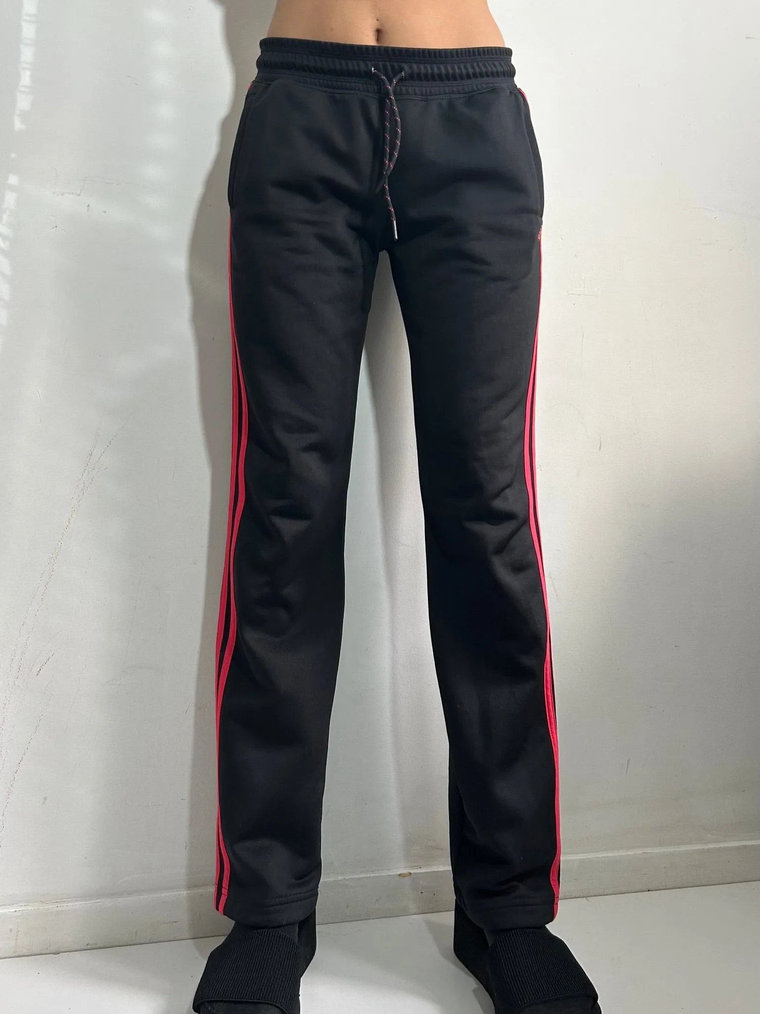 Black & pink cotton low rise joggers baggy pants (M)