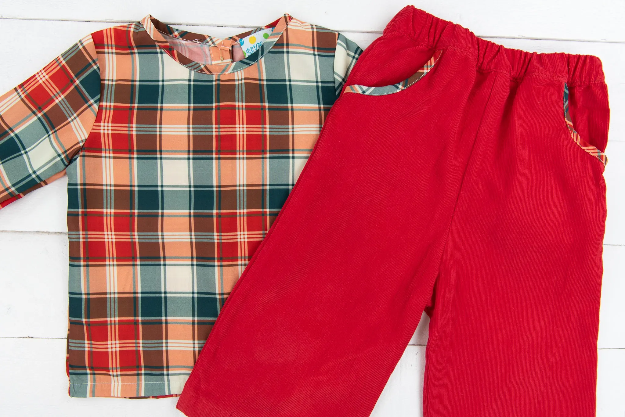 Boys Holiday Plaid Pants Set