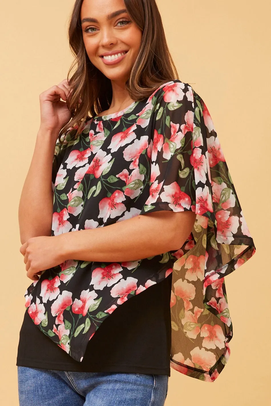 CAREY DOUBLE LAYER FLORAL TOP