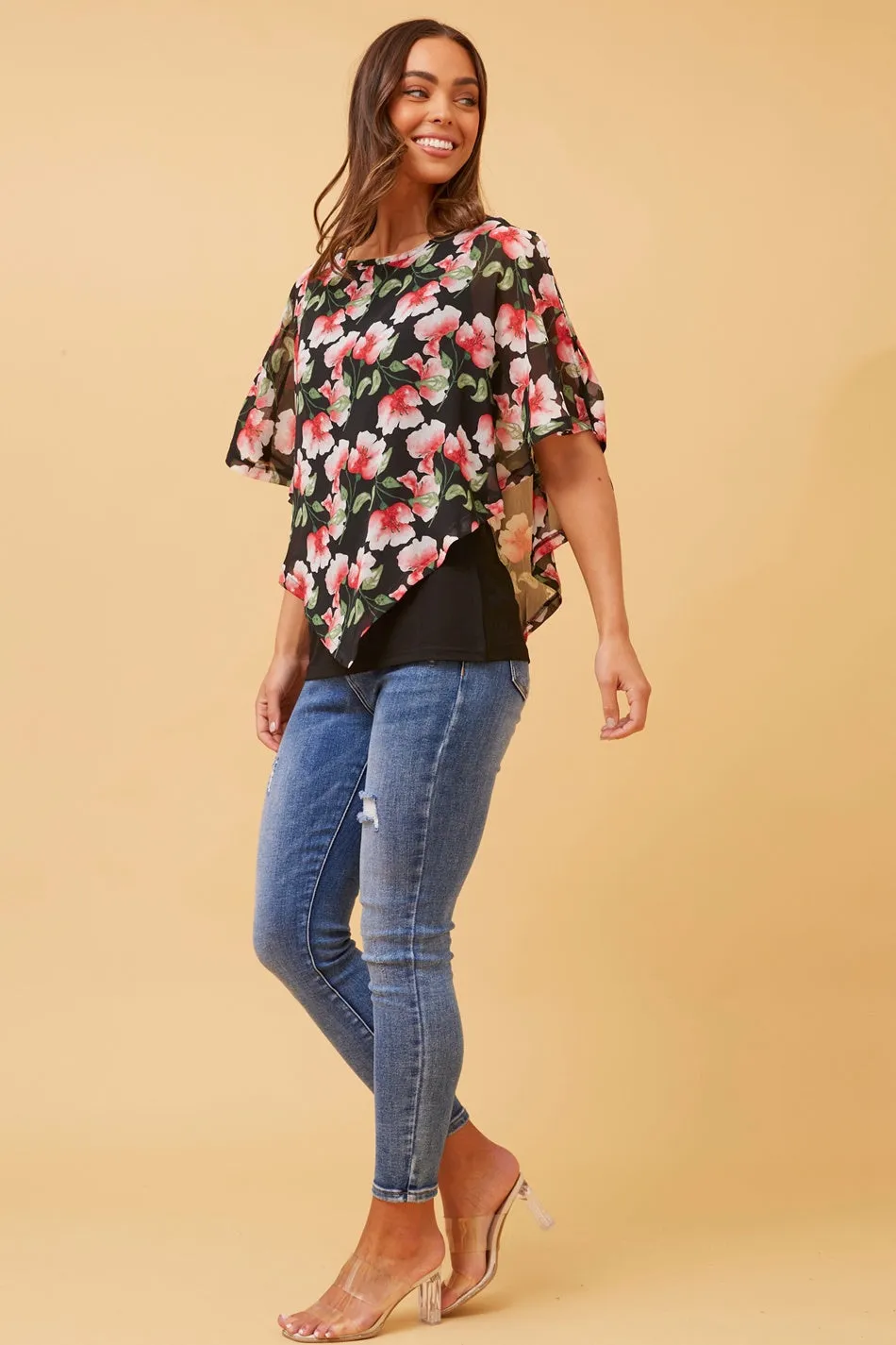 CAREY DOUBLE LAYER FLORAL TOP