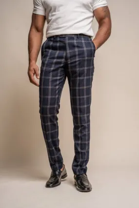 Cavani Hardy Navy Check Slim Fit Trousers