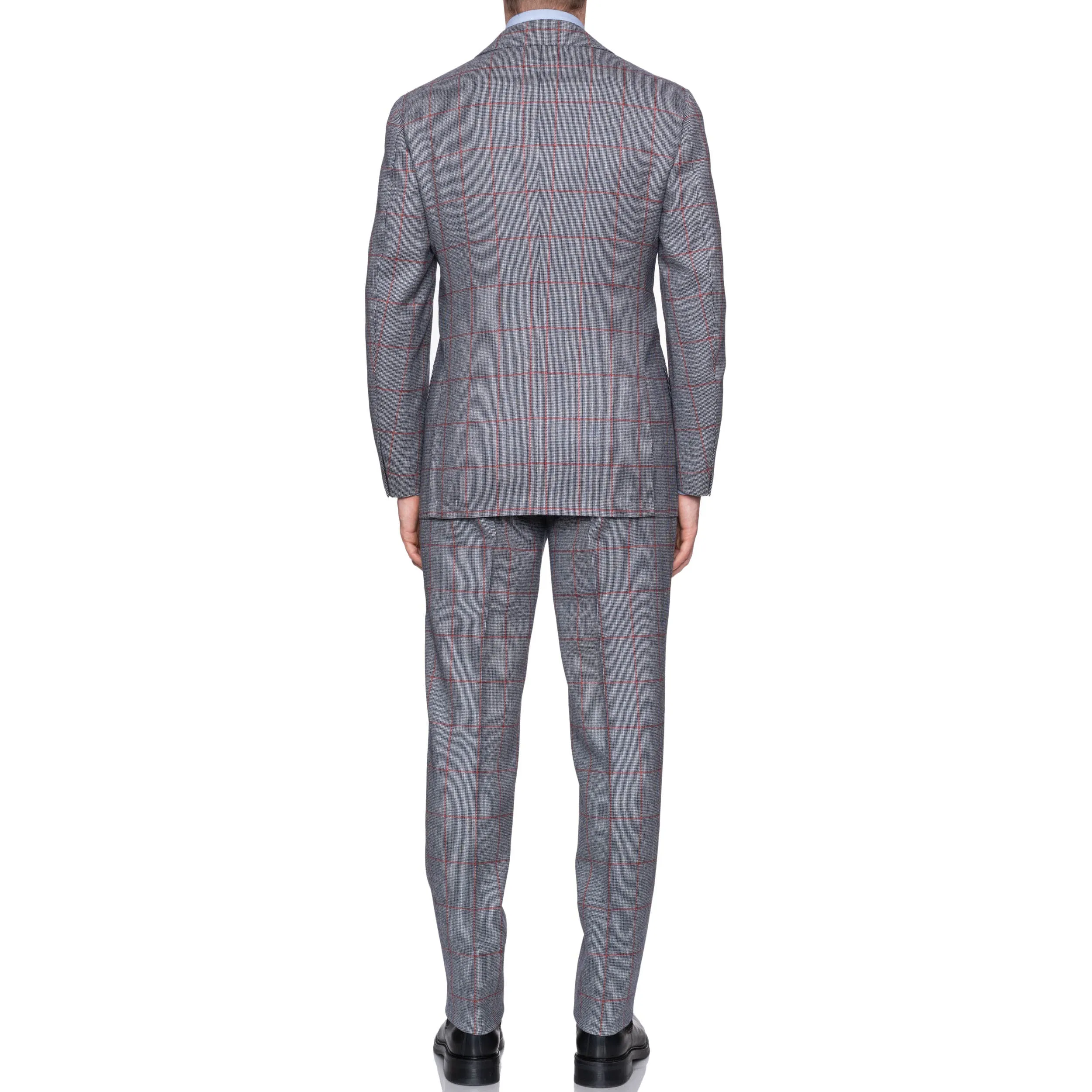 CESARE ATTOLINI Napoli Handmade Gray Windowpane Wool Suit EU 52 NEW US 42