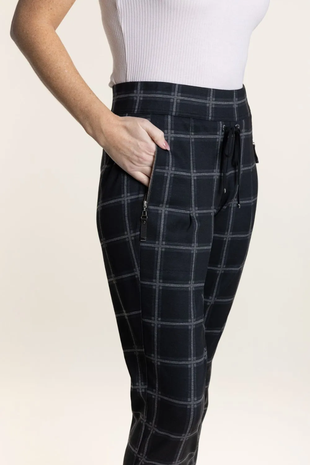 Check Ponte Panel Pant | Large Check