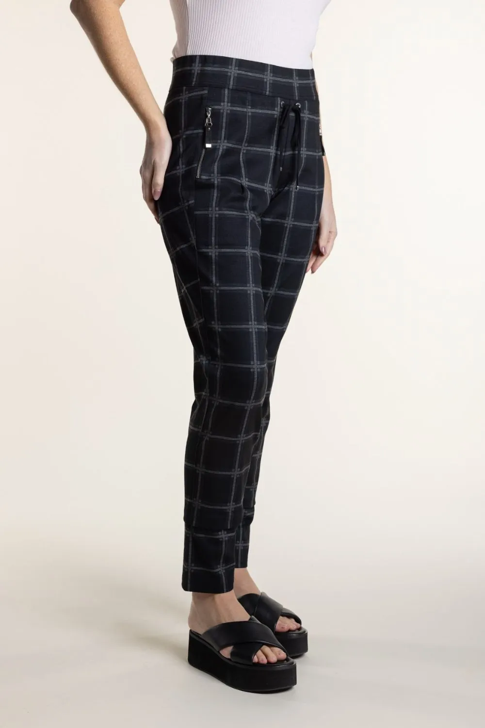 Check Ponte Panel Pant | Large Check