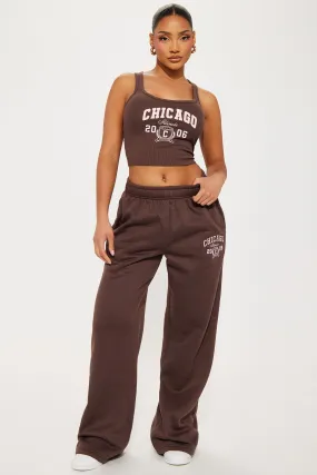 Chi Town Fleece Pant Set - Brown/combo