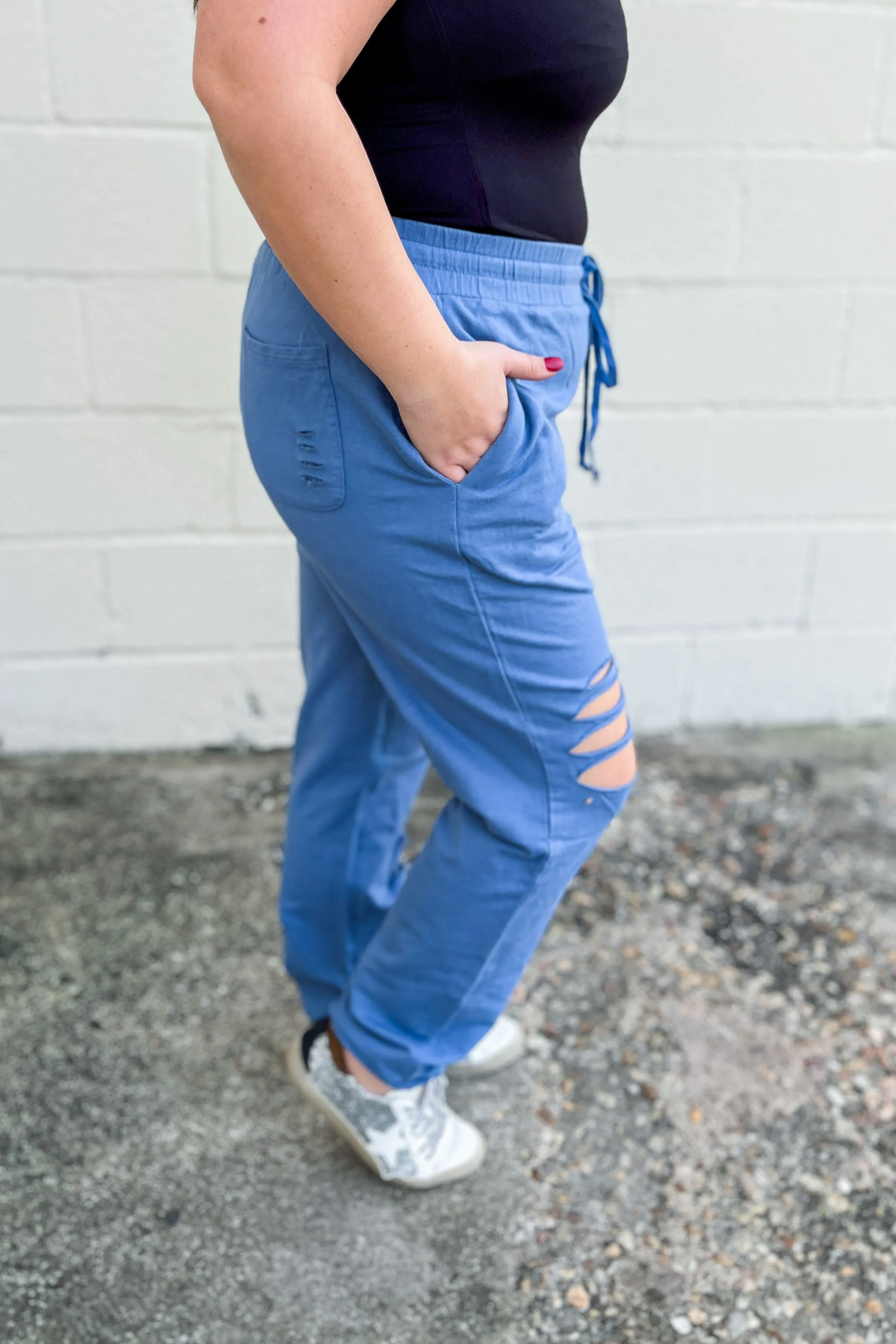 Comfort Zone Distressed Jogger Pants