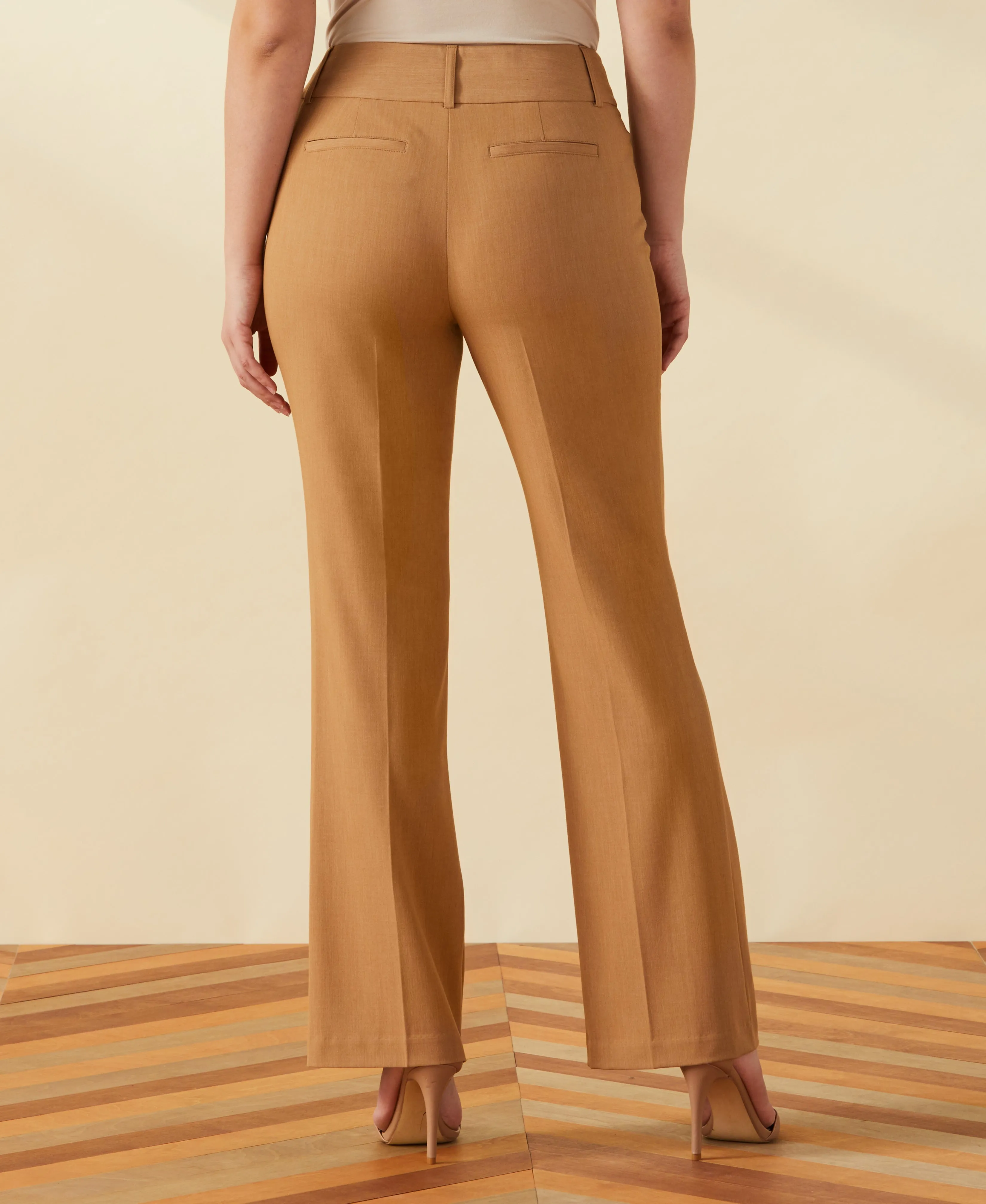 Curvy Fit Wide Waistband Boot Leg Pant