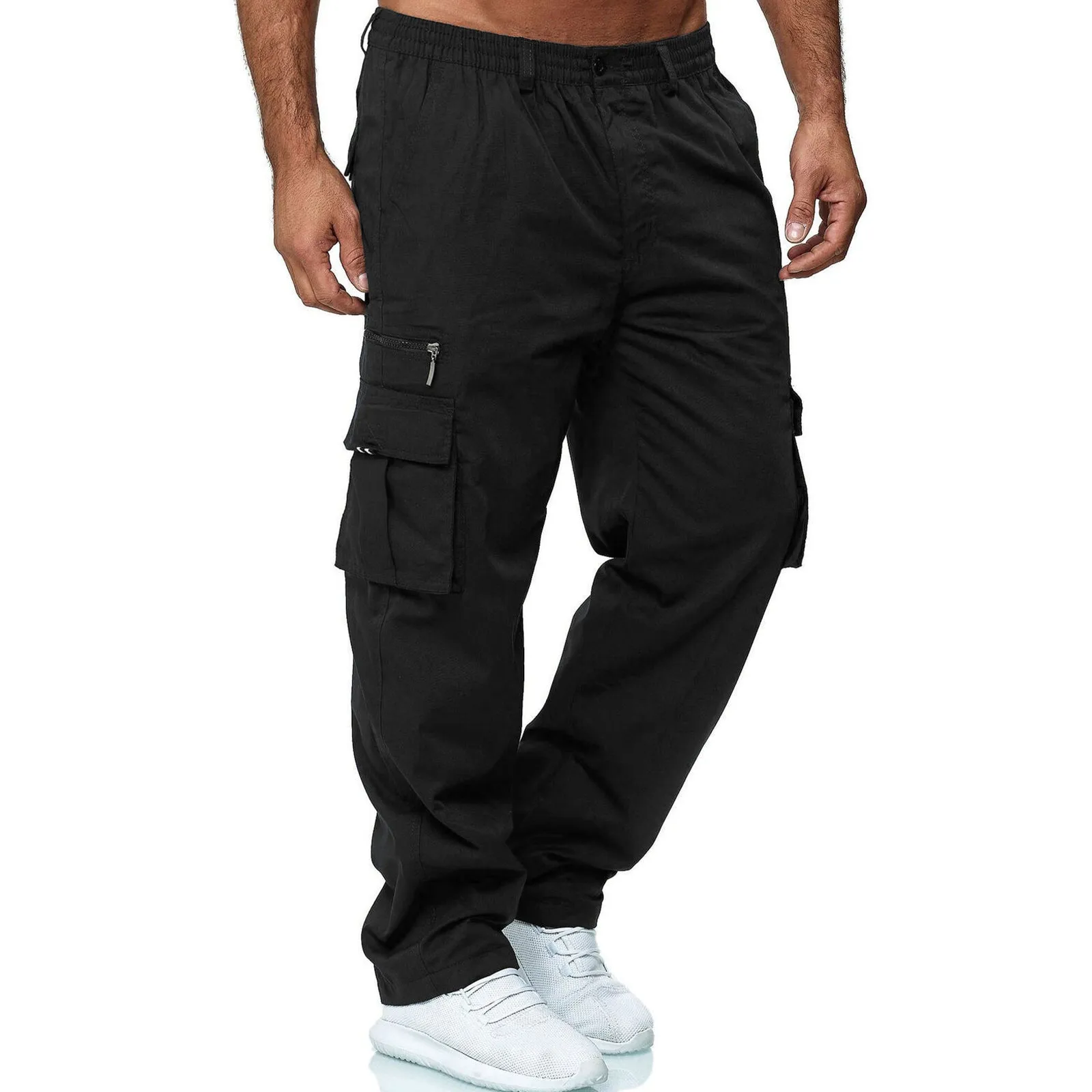 CUSUAL LOOSE ZIPPER MULTI-POCKETS CARGO PANTS