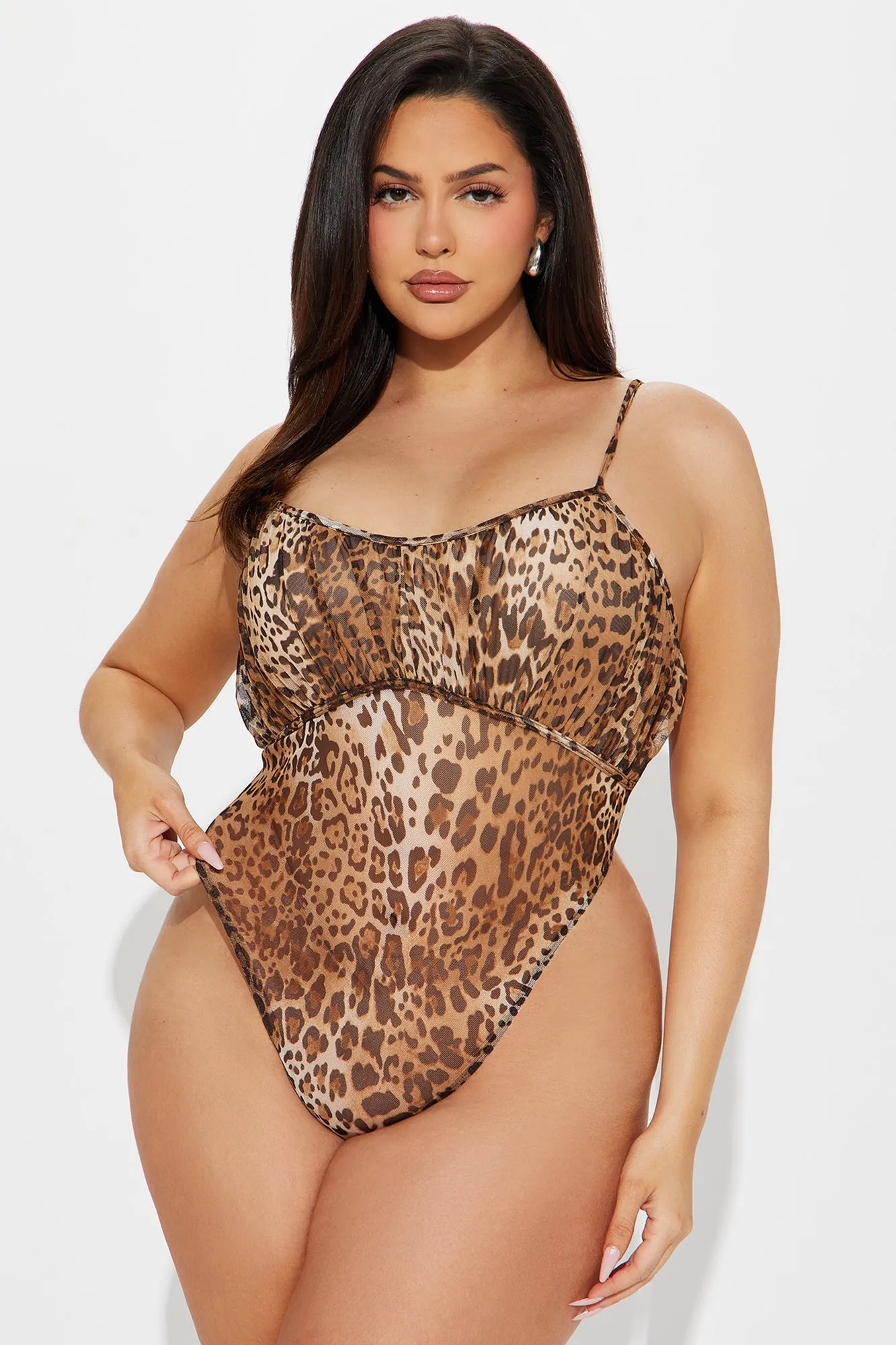 Leopard Print Mesh Pant Set - Dare to Touch, Brown