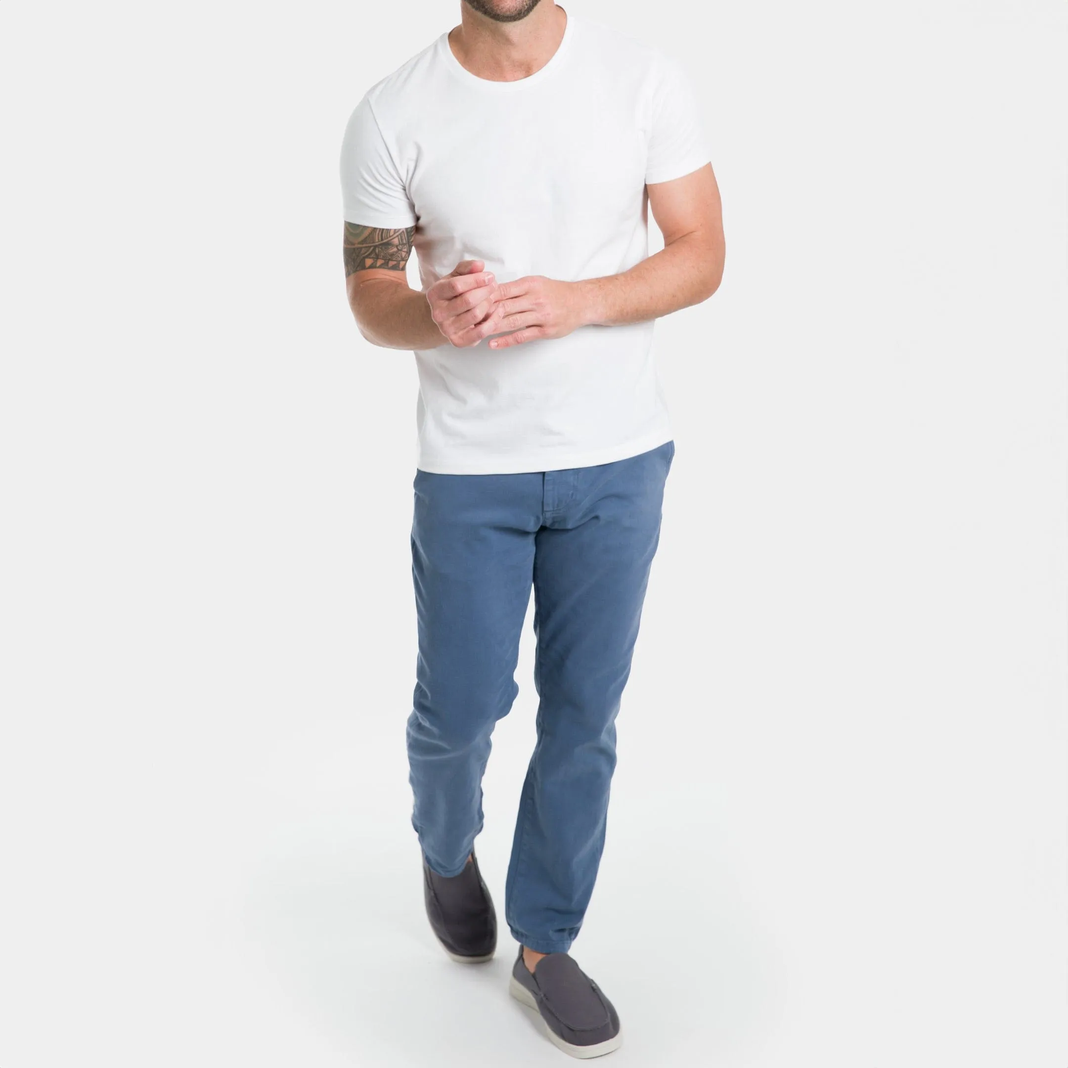 Deep Blue Washed Stretch Chino