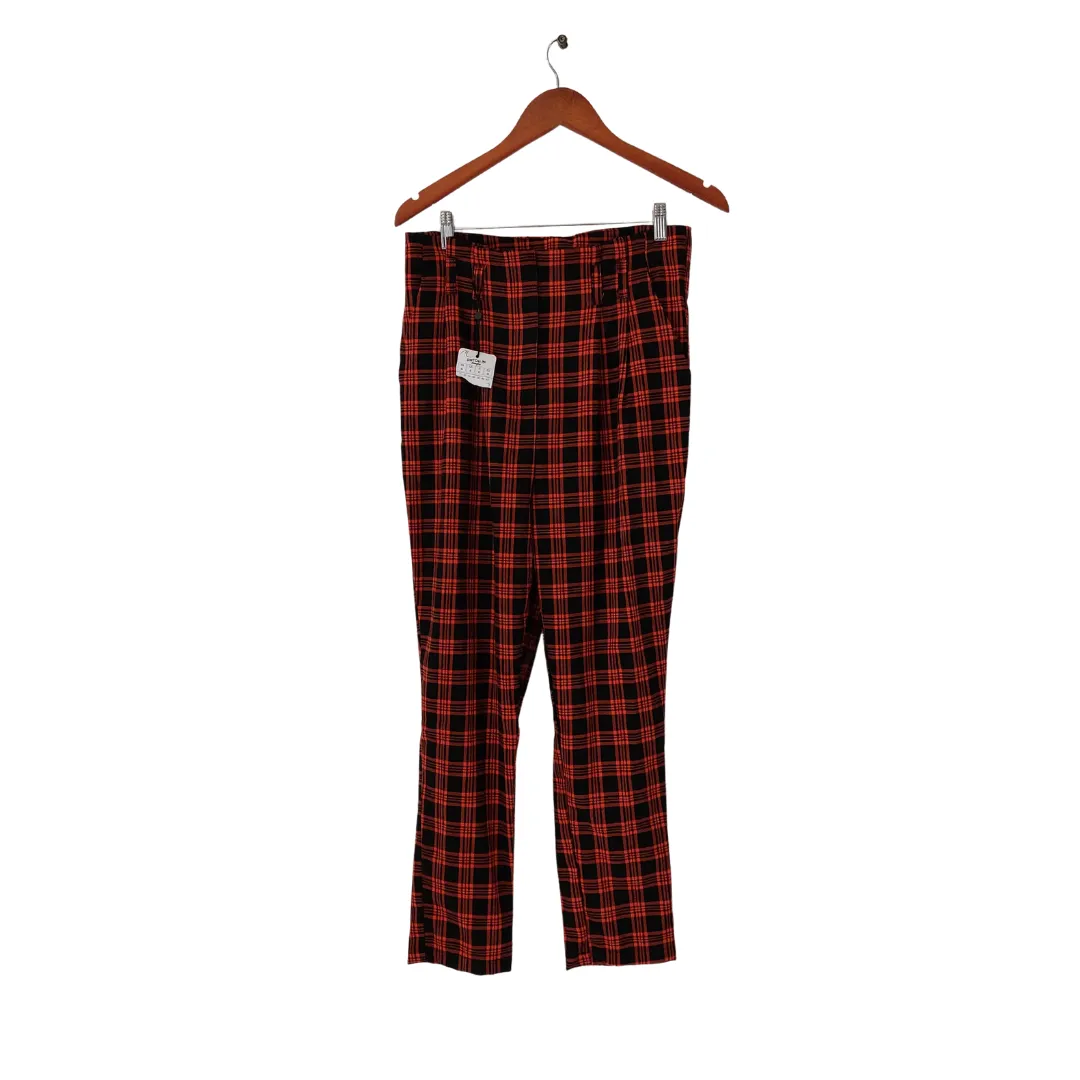 Don't Call Me Jennyfer Orange & Black Checked High-waisted Pants | Brand New |