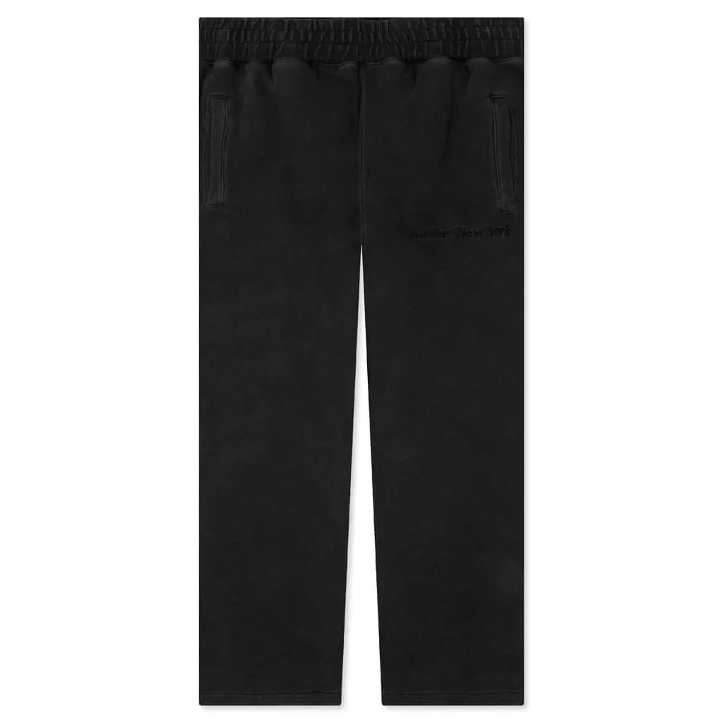 Embroidered Logo Open End Sweat Pant - Black