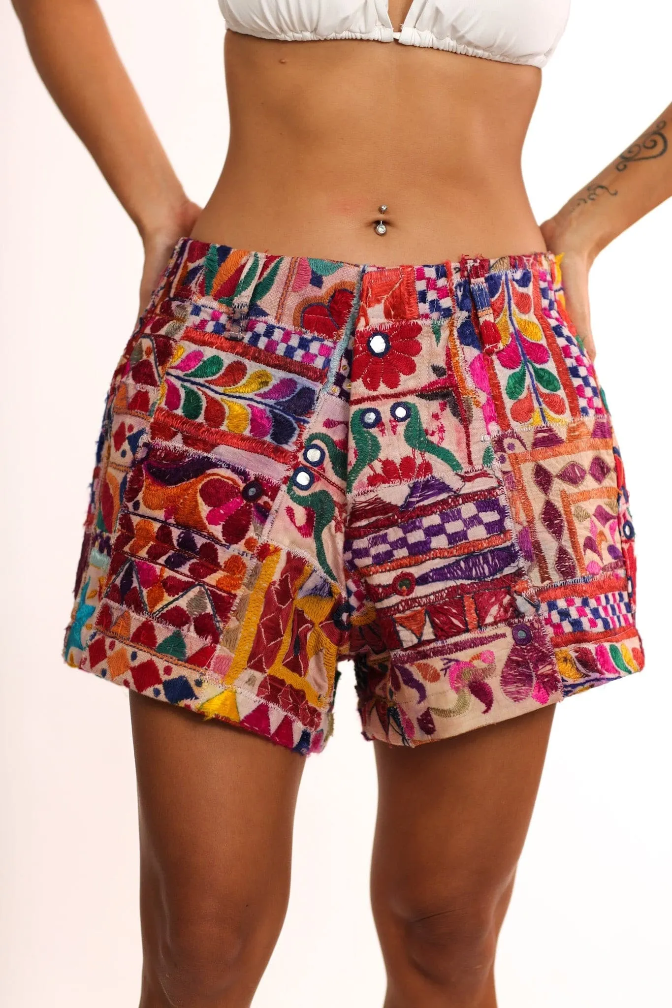 EMBROIDERED PATCHWORK SHORTS X FREE PEOPLE