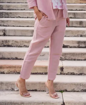 Flamingo Pink Linen Solid Pants