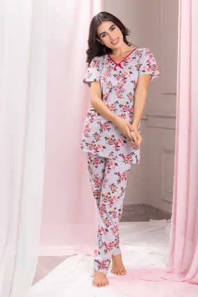 Floral Pj set with Front gathers