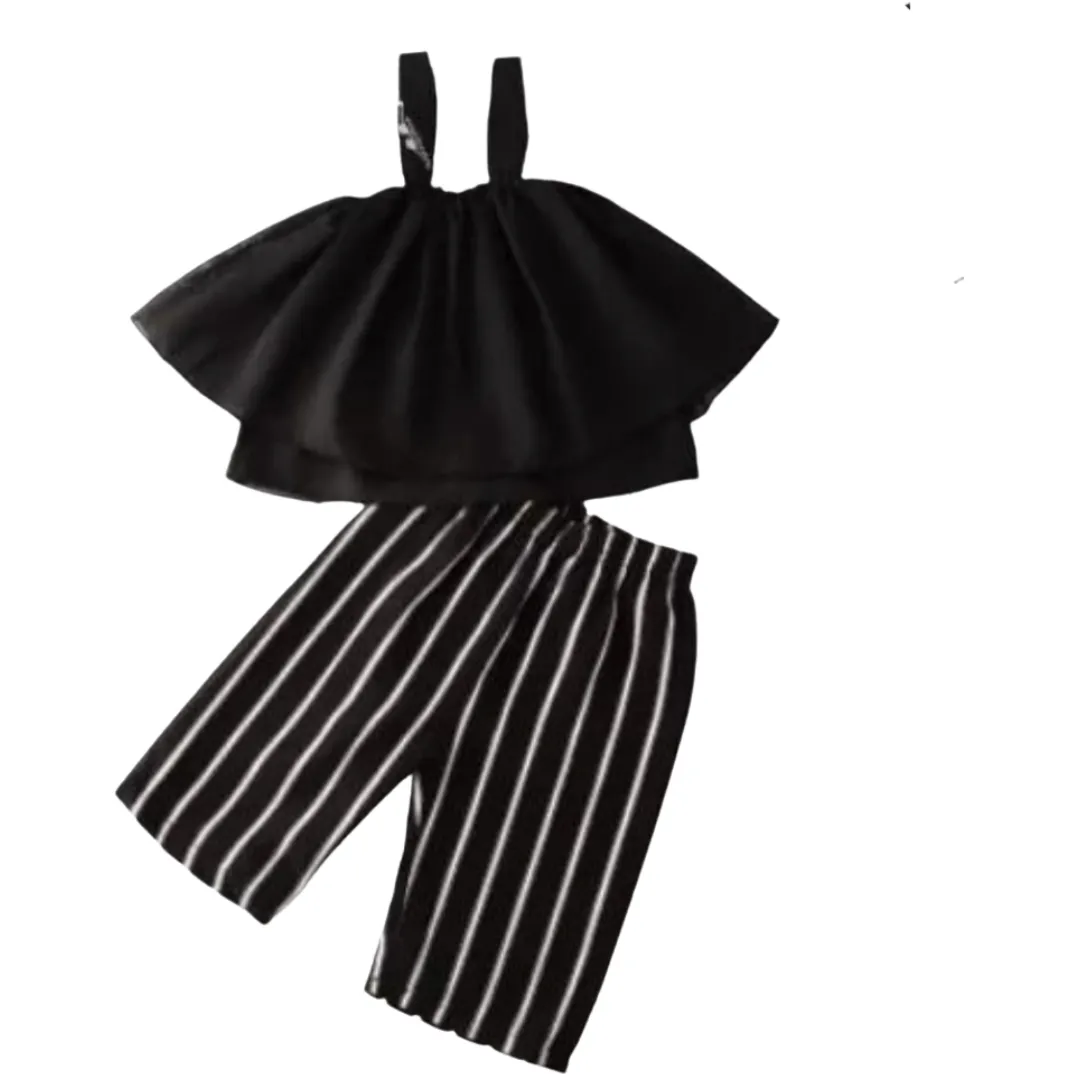 GIRLS BLACK PEDAL PANTS SET OUTFIT