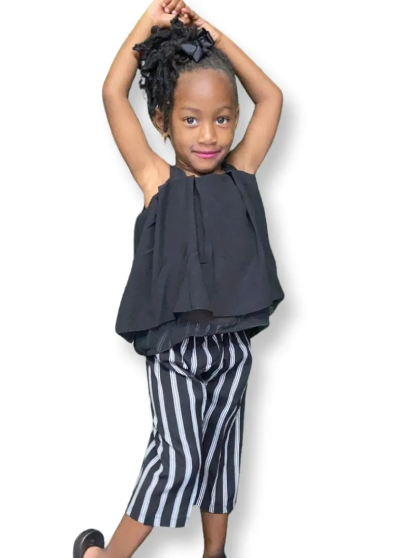 GIRLS BLACK PEDAL PANTS SET OUTFIT