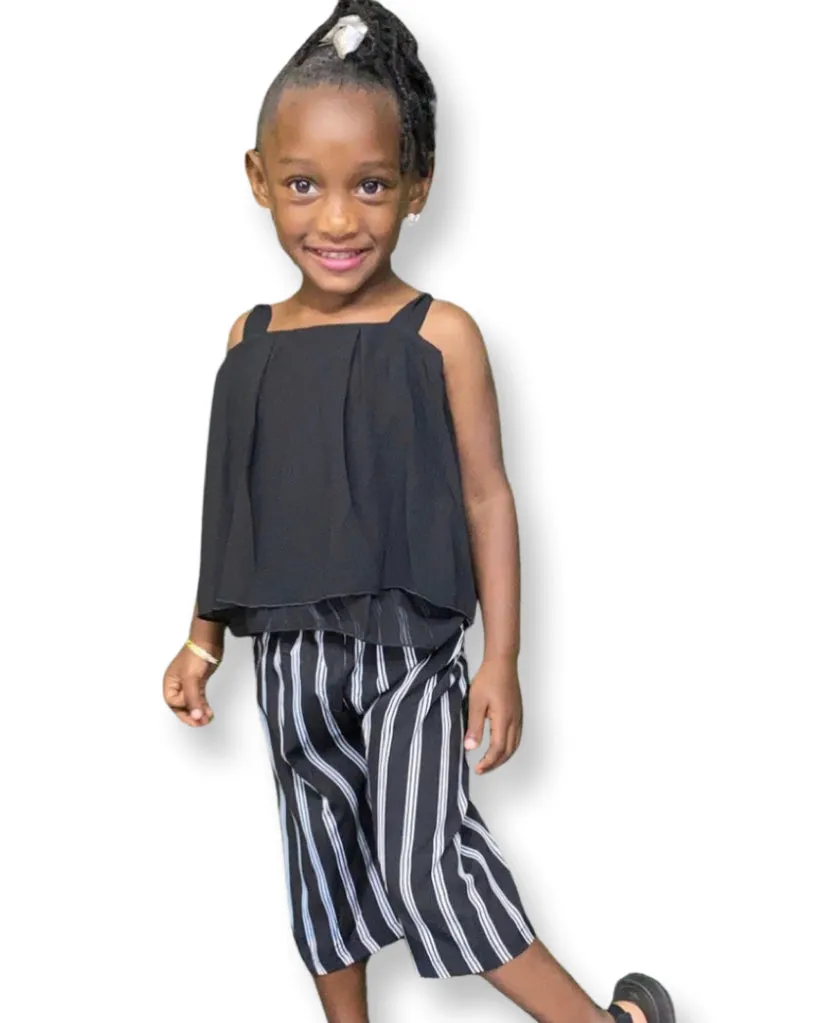 GIRLS BLACK PEDAL PANTS SET OUTFIT