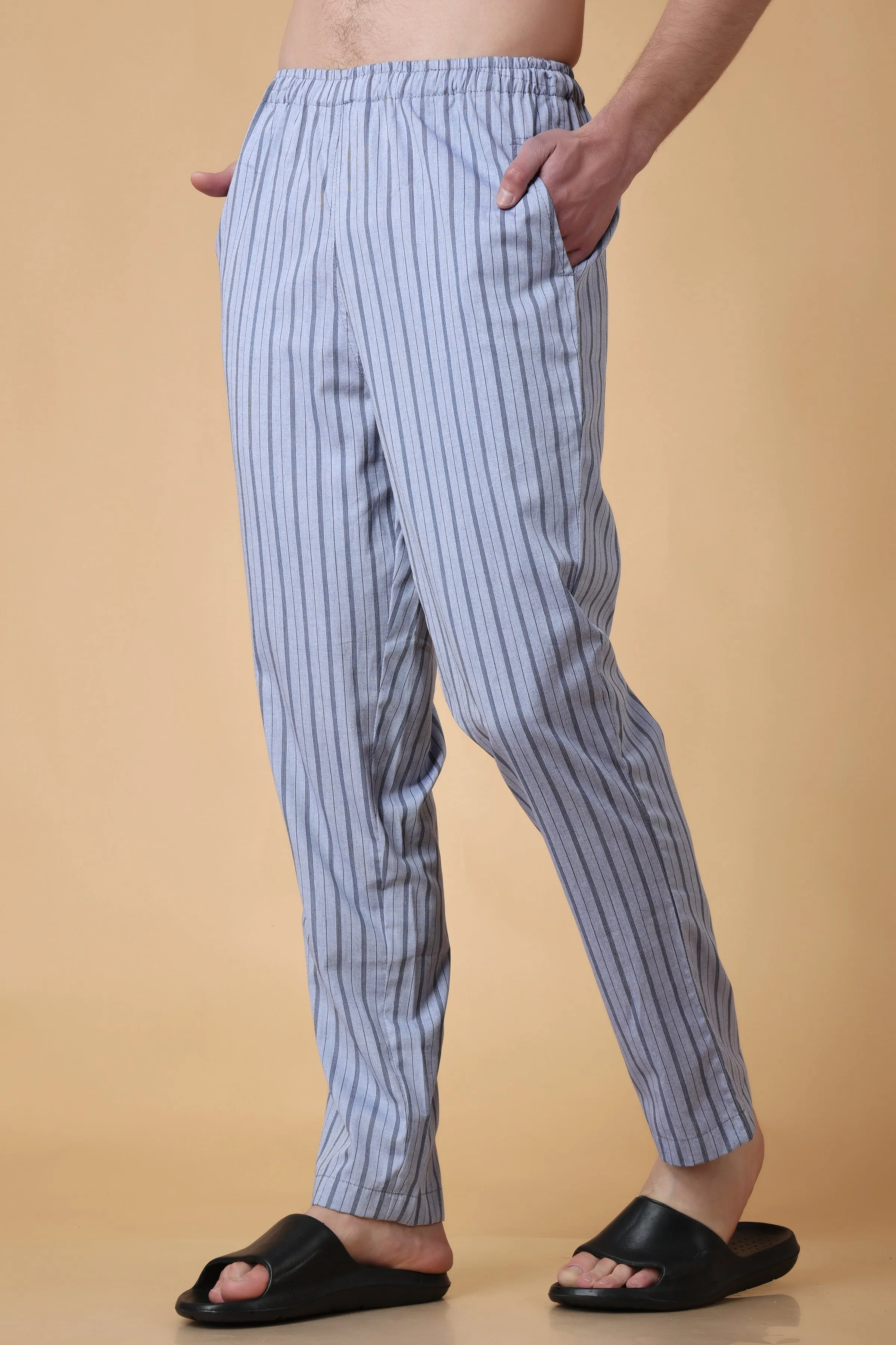 Gravel Grey Striped Cotton Pajama