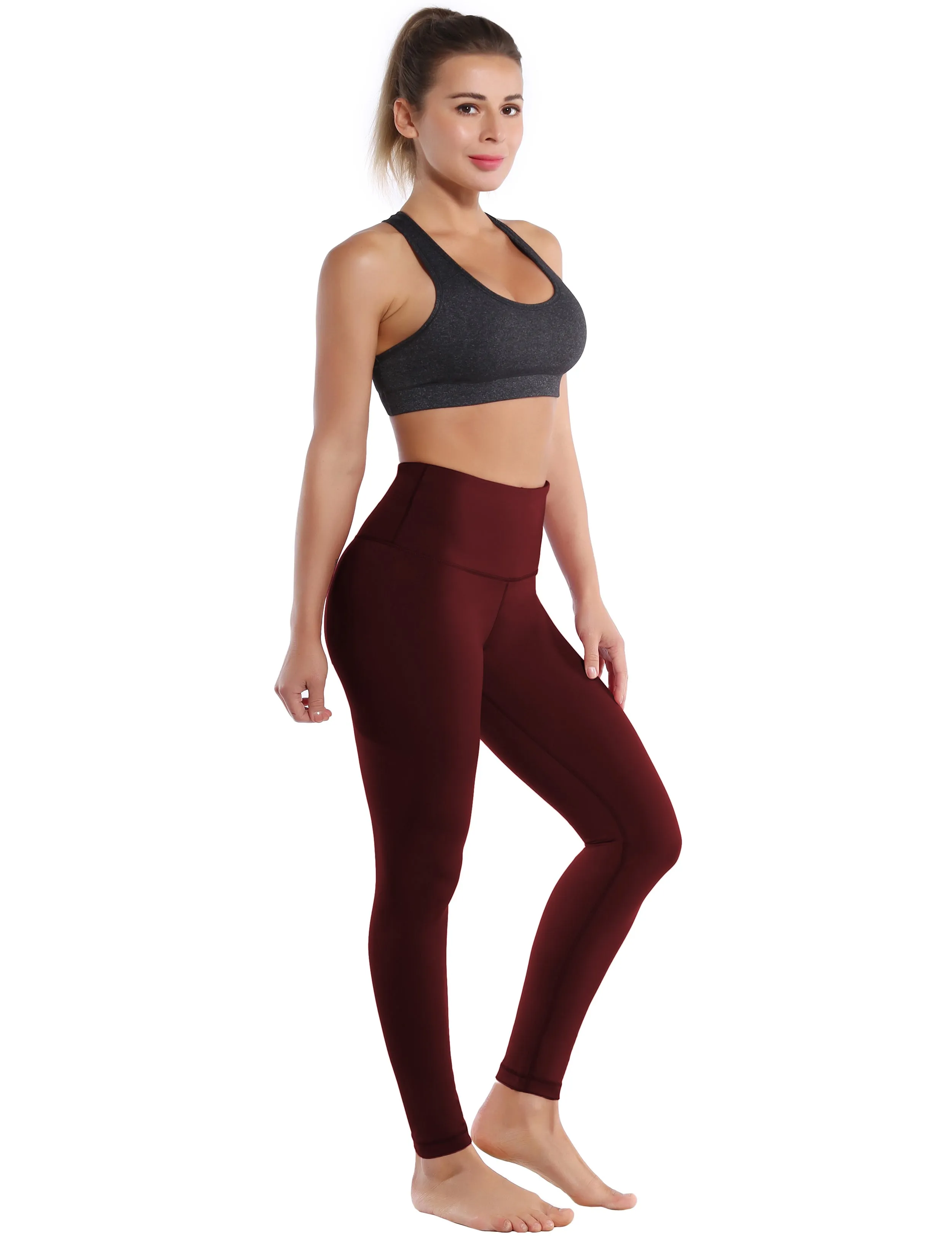 High Waist Yoga Pants cherryred