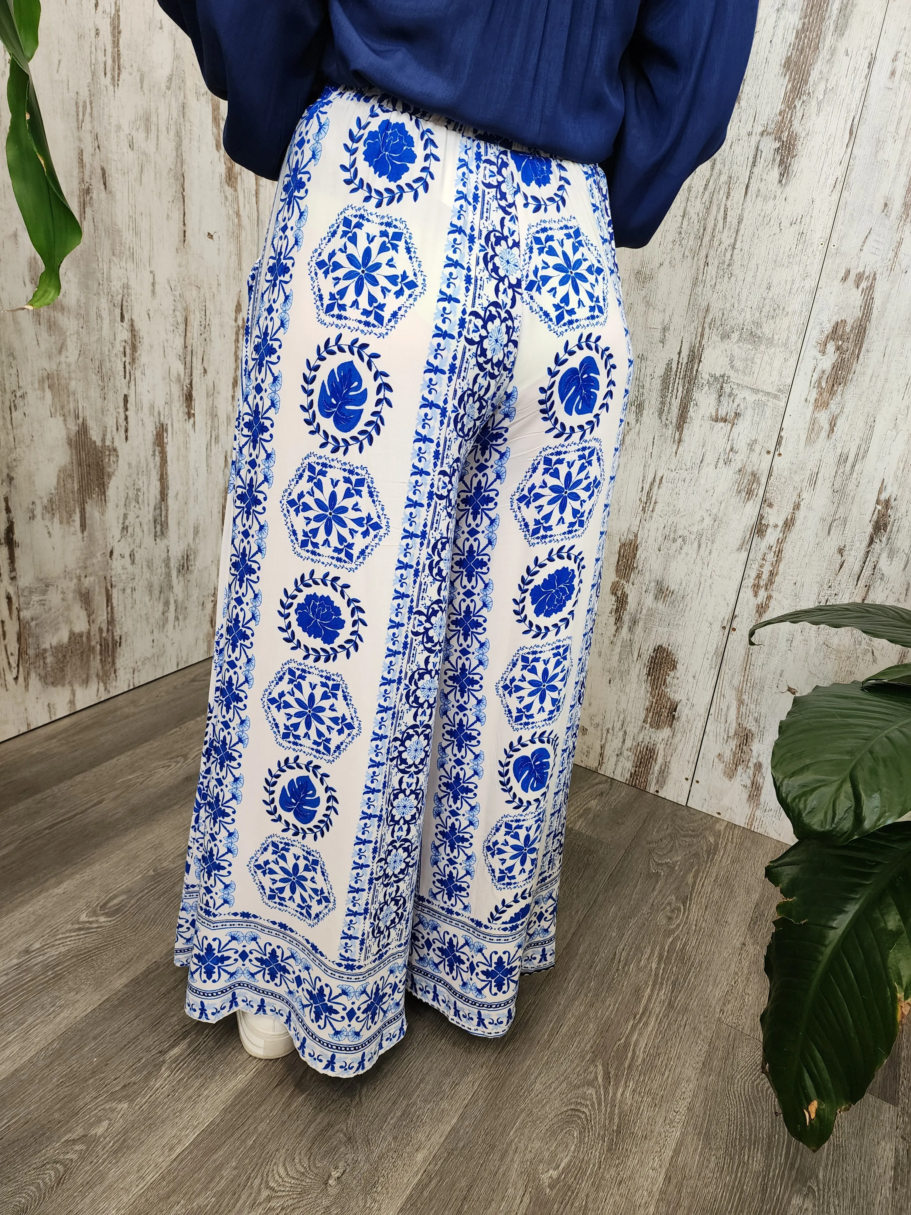 Iris Maxi Palazzo Pants with Drawstring Waist - Sicily