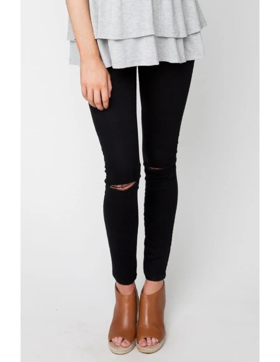 Isla Distressed Jegging - Black