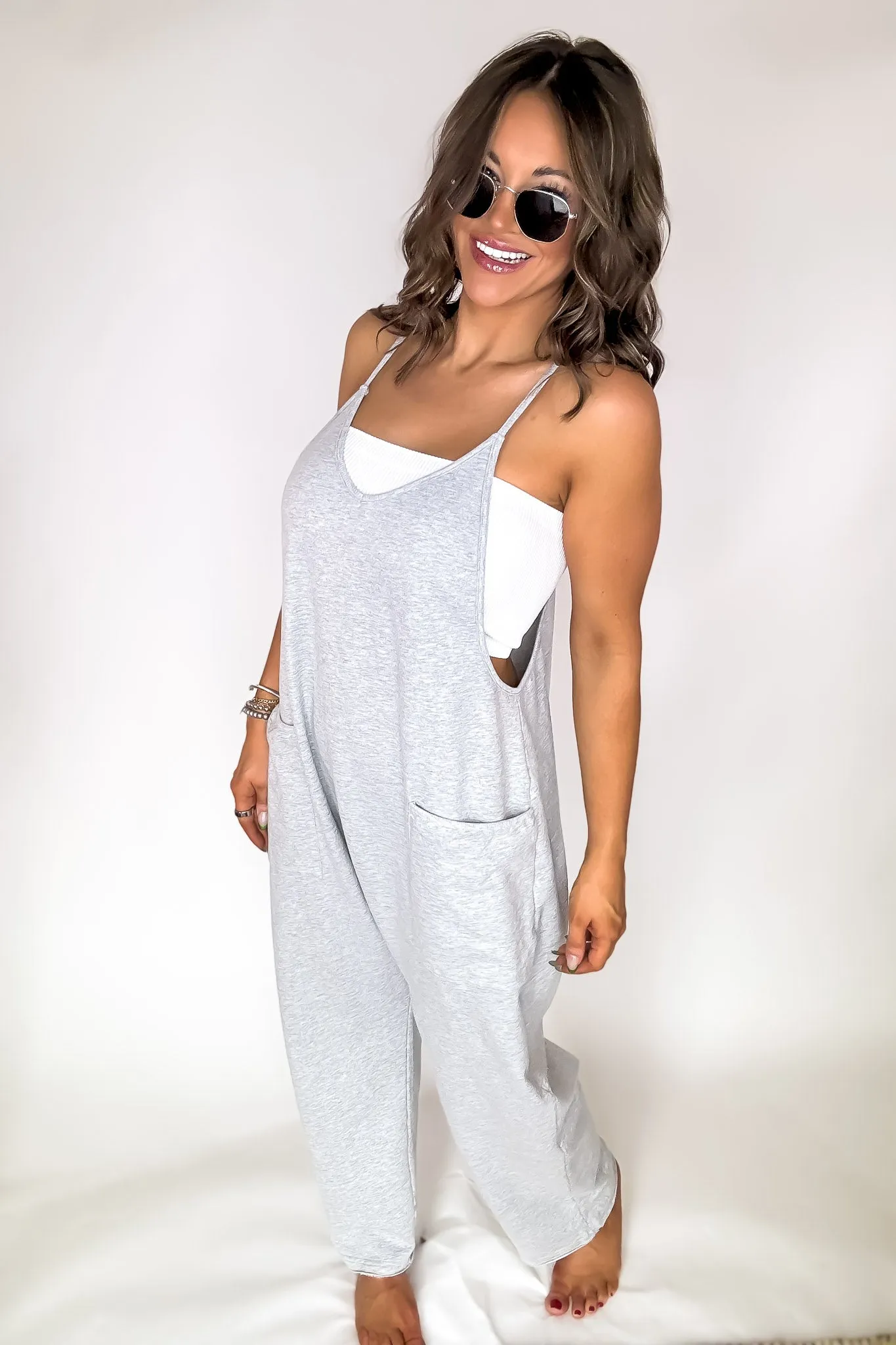 Jenny V-neck Baggy Knit Jumpsuit