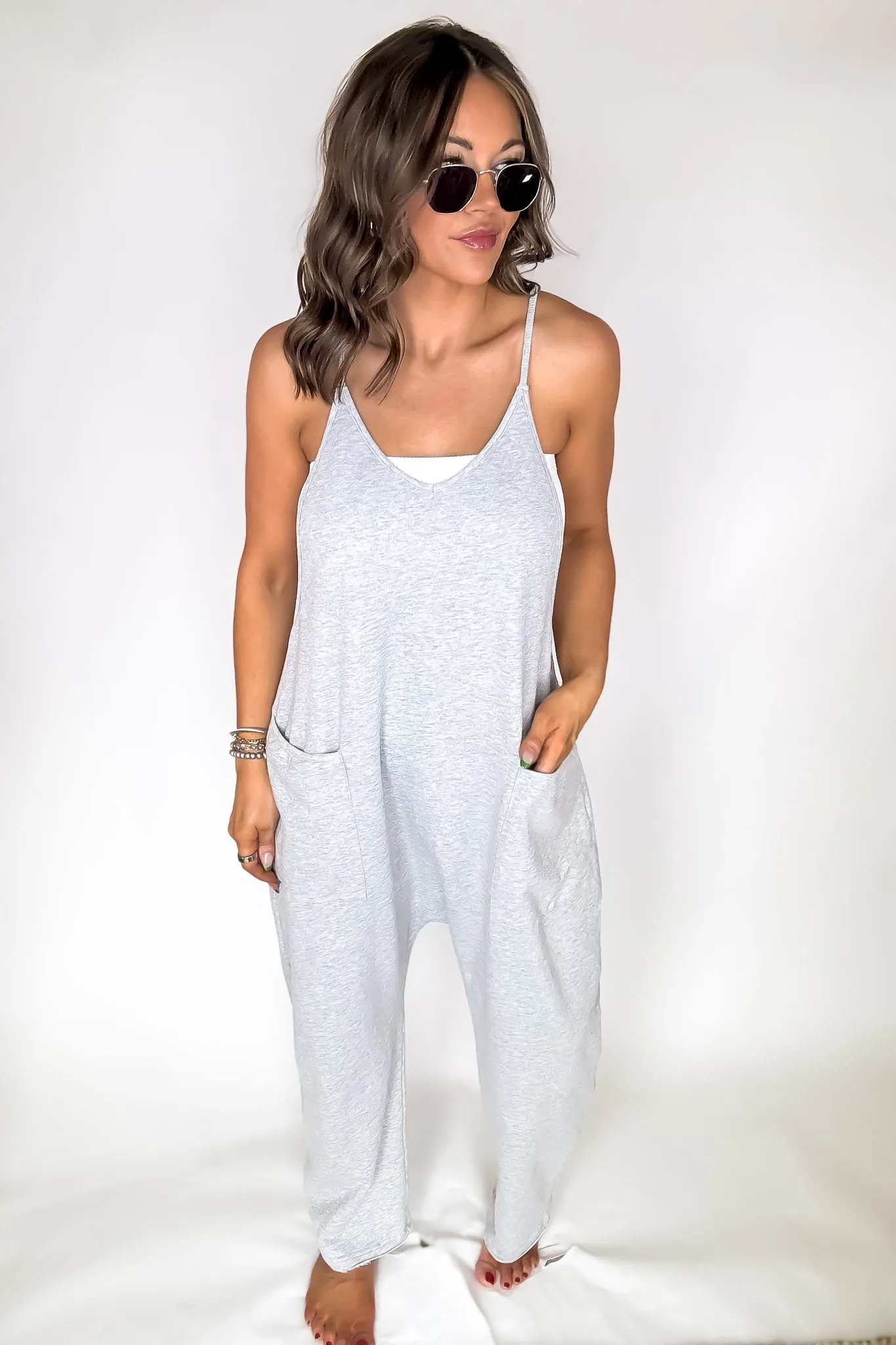 Jenny V-neck Baggy Knit Jumpsuit