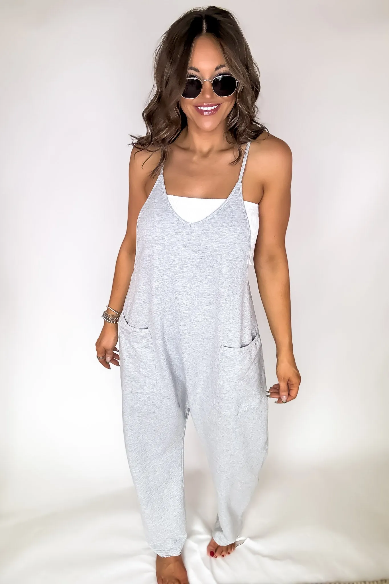 Jenny V-neck Baggy Knit Jumpsuit