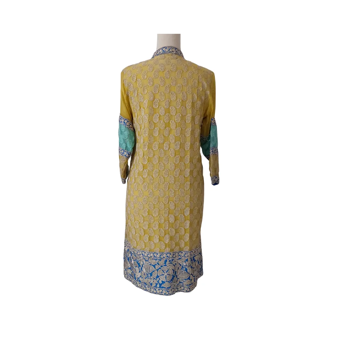 Khaadi Khaas Silk & Chiffon Blue & Yellow Outfit (3 pieces) | Gently Used |