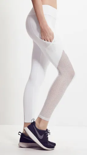 Lanston Grayson Mesh Panel Pocket Legging White