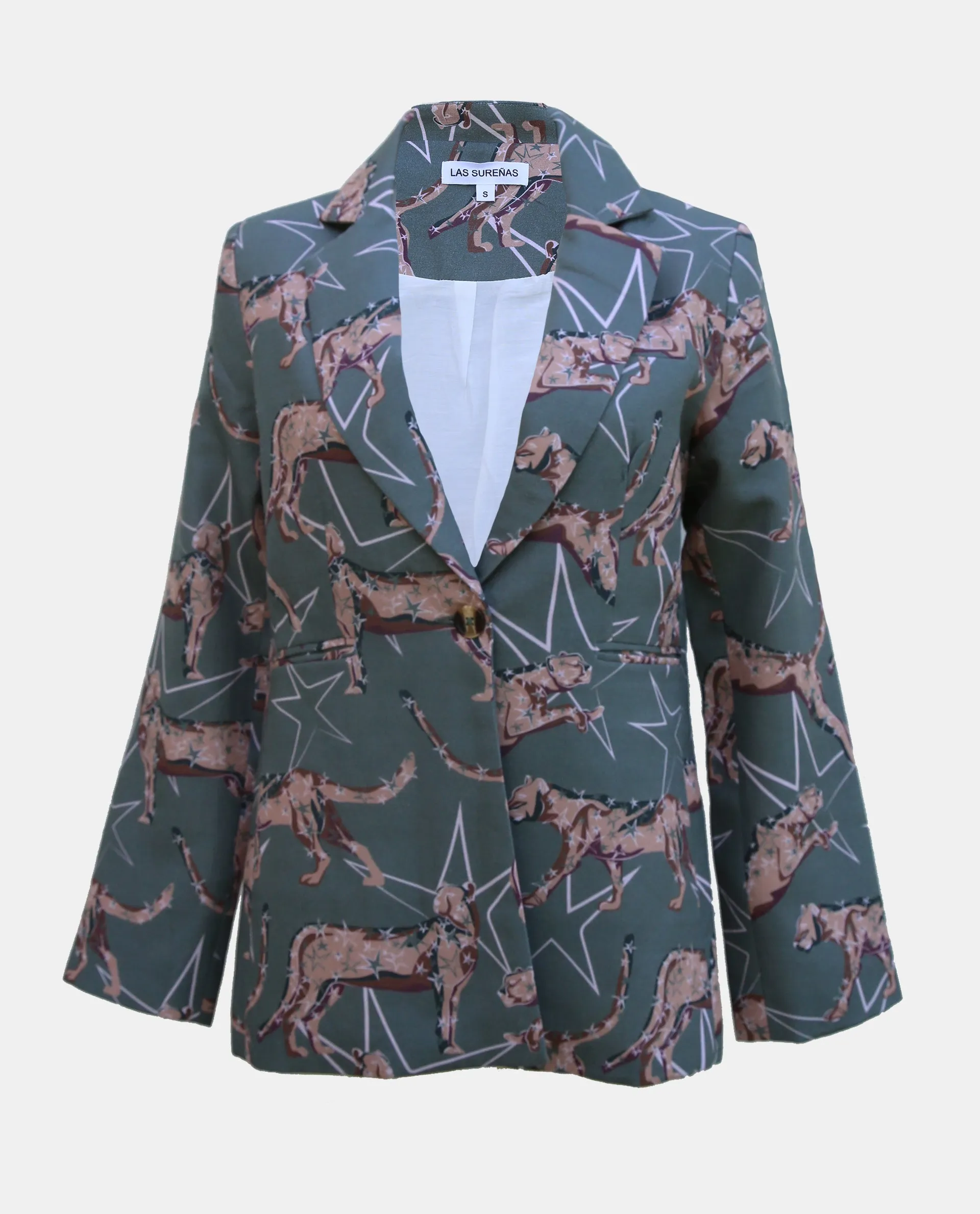 Leopard Starts Green Blazer