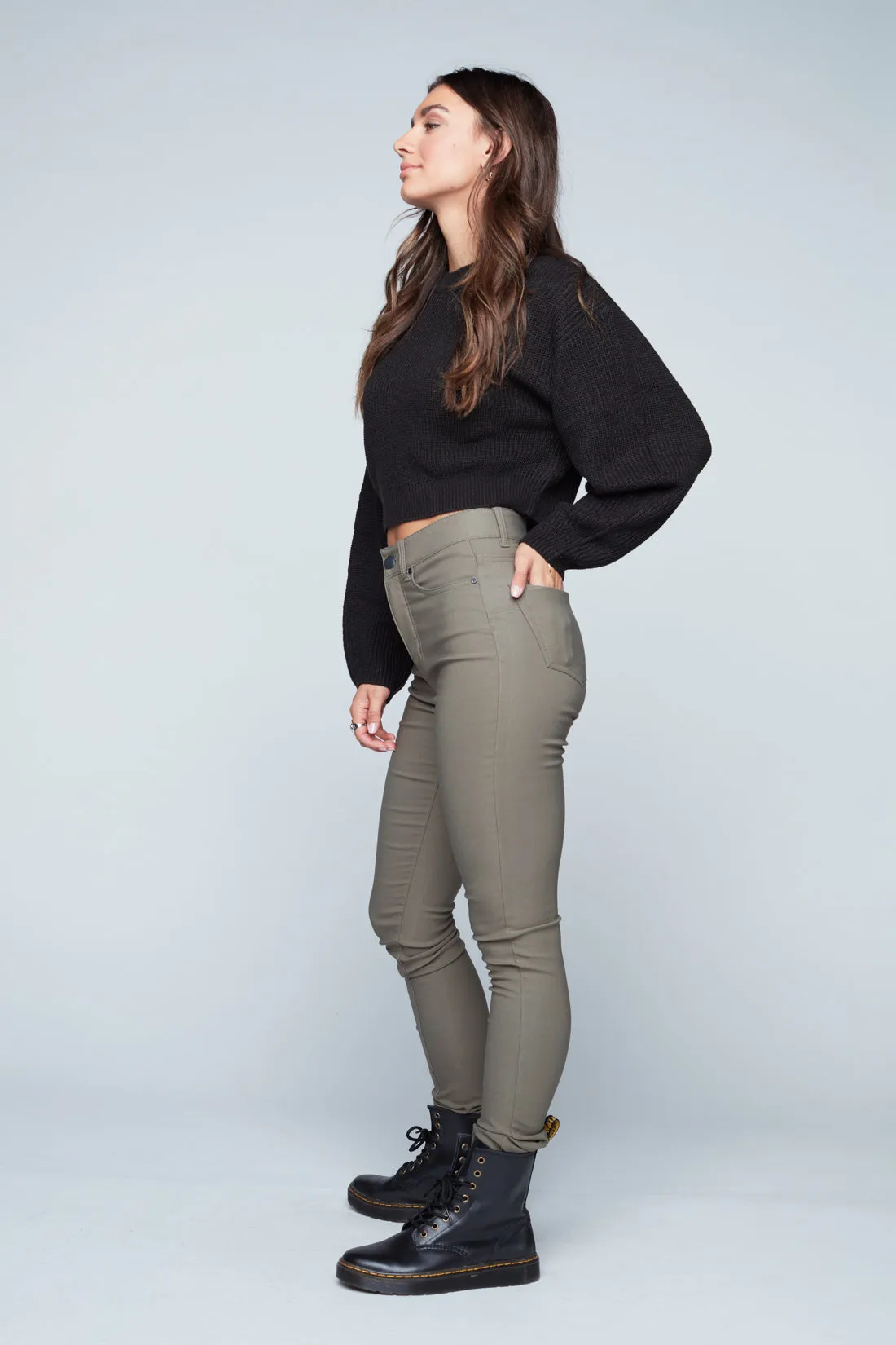 LULU - High Rise Fleece Lined Super Skinny Pants - Olive