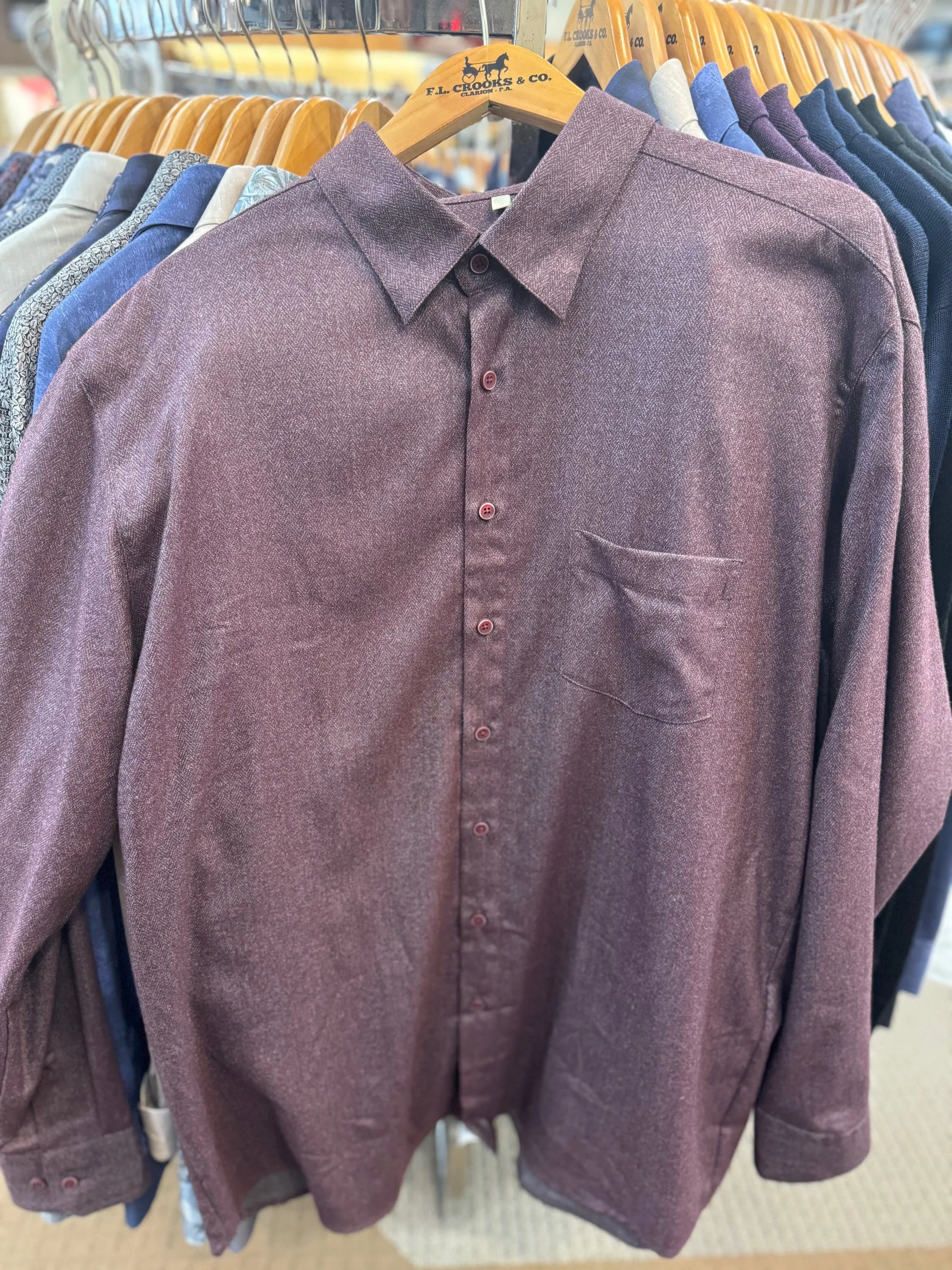 Men's Haupt | Ecologic Ceramica Hidden Button Collared Shirt | Maroon