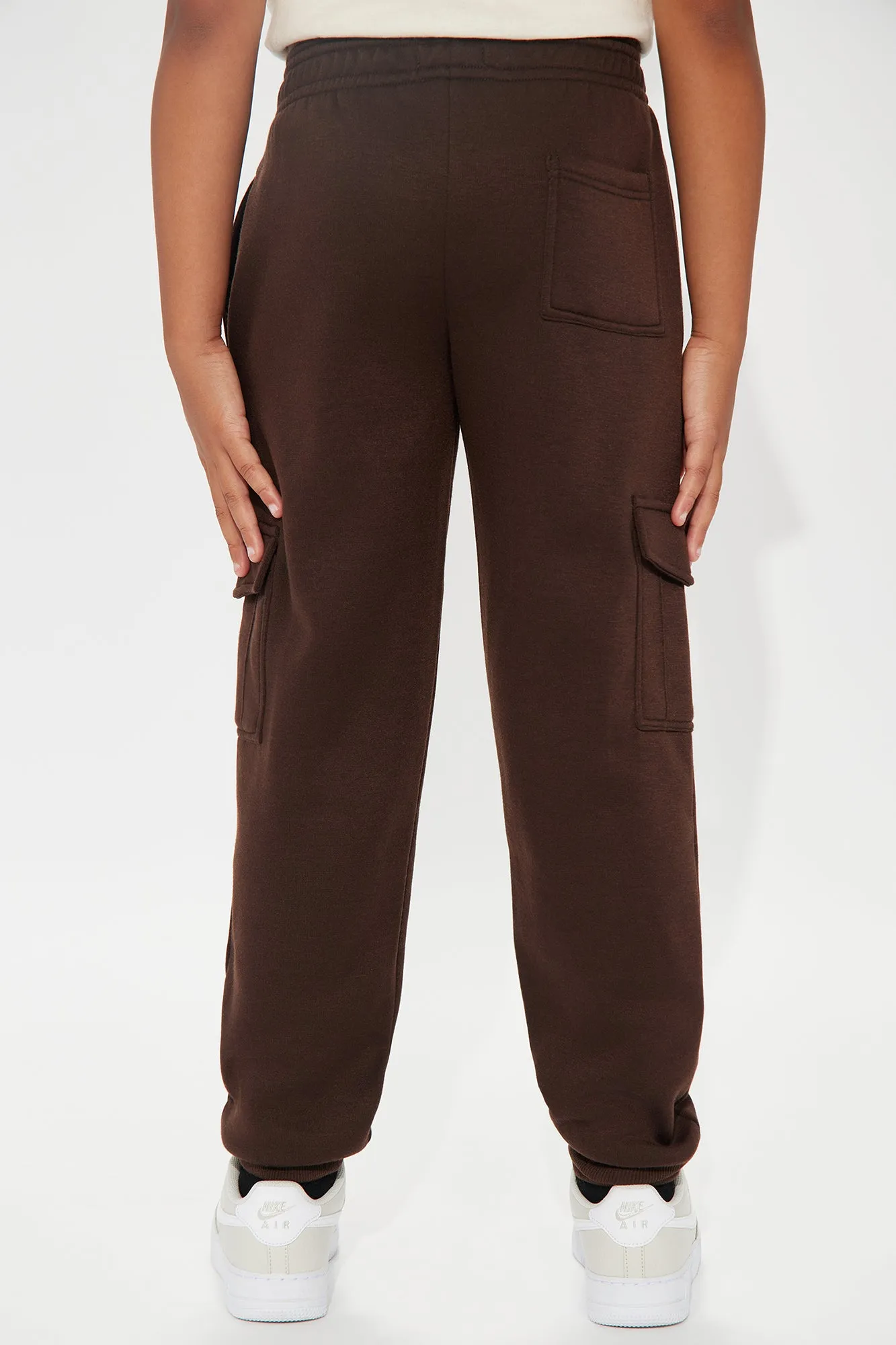 Mini Fleece Cargo Joggers - Chocolate