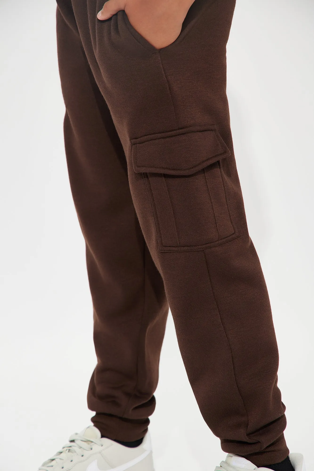 Mini Fleece Cargo Joggers - Chocolate