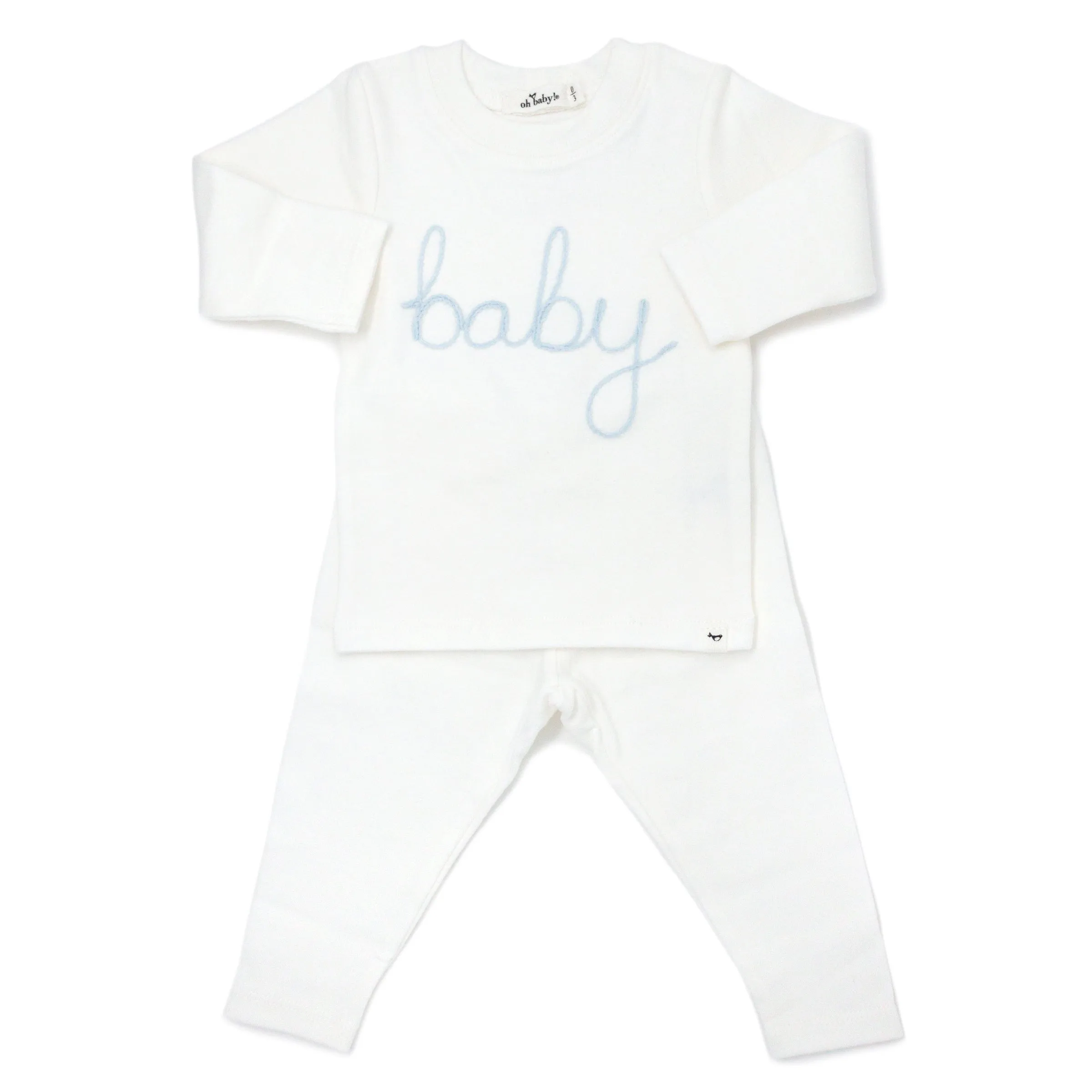 oh baby! Two Piece Set baby in Sky Blue Yarn - Cream