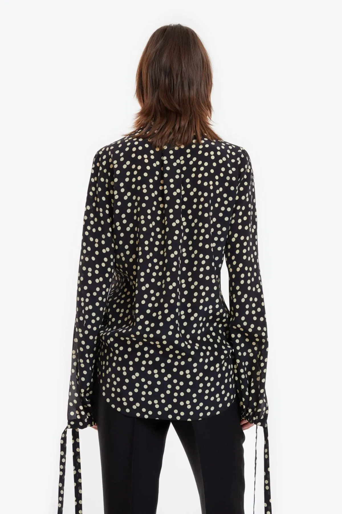 Petar Petrov Gallery Silk Blouse - Black/ Ivory Dot