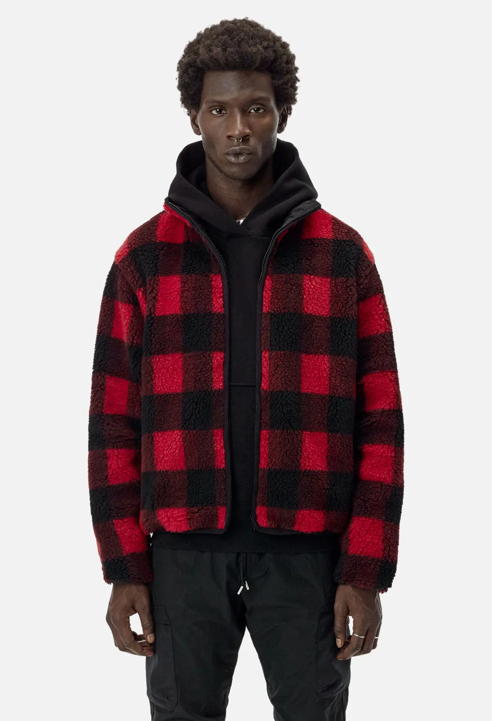 Polar Fleece Full Zip / Red X Black Buffalo Check