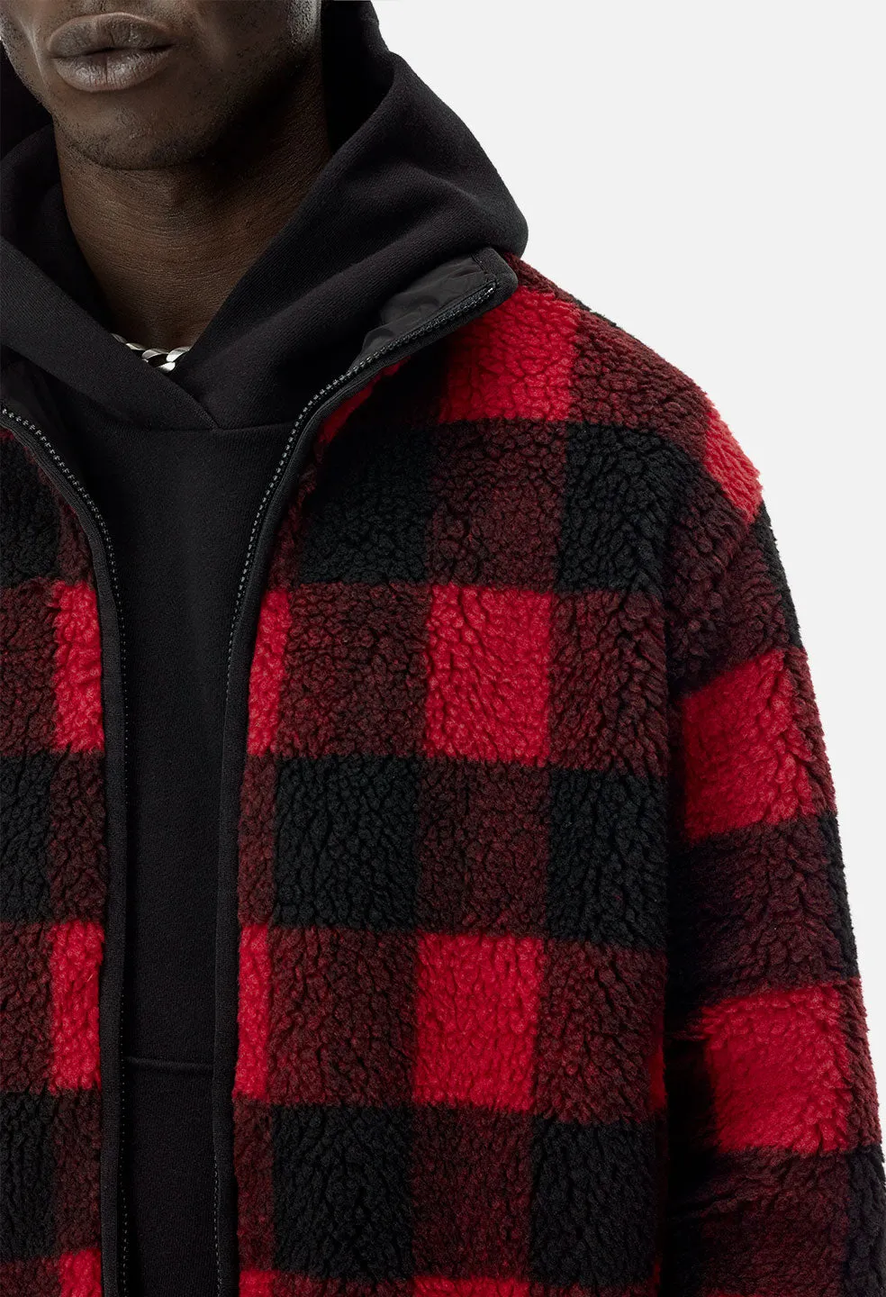 Polar Fleece Full Zip / Red X Black Buffalo Check