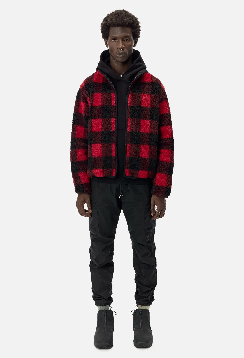 Polar Fleece Full Zip / Red X Black Buffalo Check