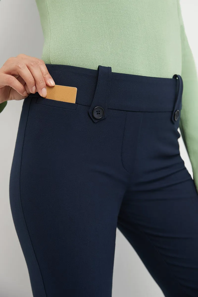 Pull-on Bootcut Trousers with Belt Loops & Tummy Control