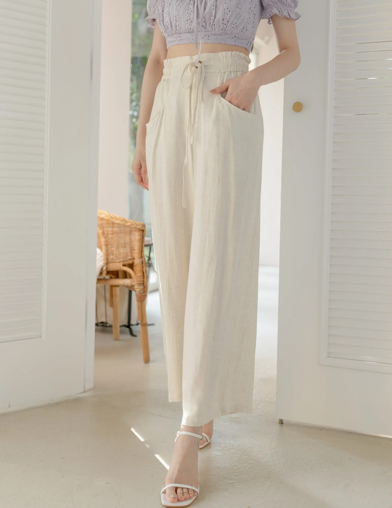 Regina Linen Pants in Khaki