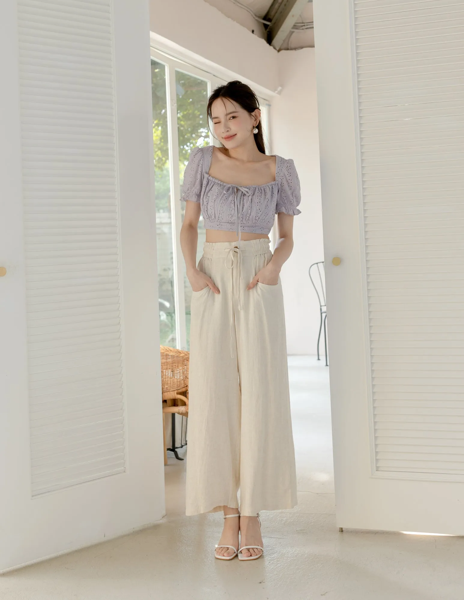 Regina Linen Pants in Khaki