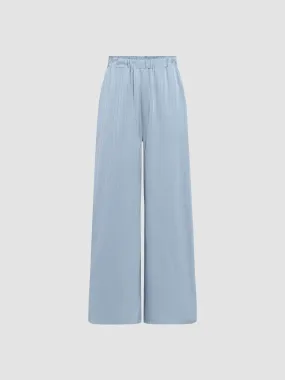 Satin Striped Elastic Waist Pants